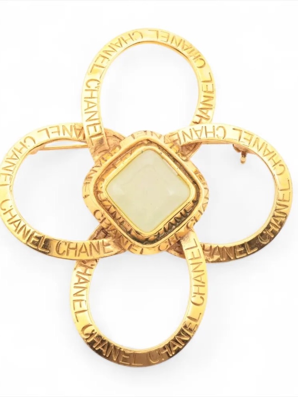 Authentic CHANEL 1996 Gripoix stone gold plated brooch - Picture 9 of 11